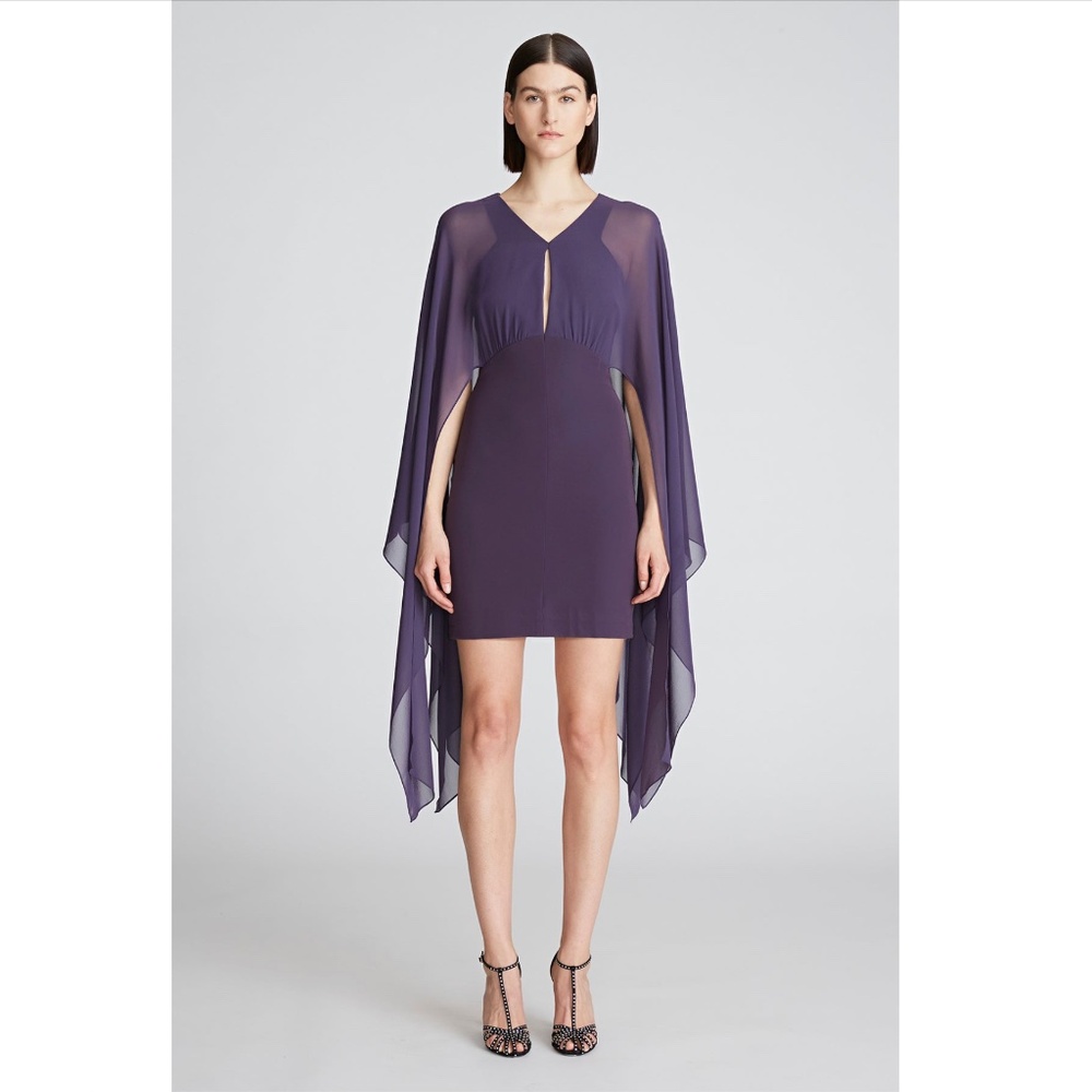 Halston: Cape-Sleeve Mini Dress (NWOT)